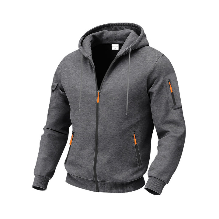 Men's nano functional hoodie sweatshirt jacket with full zip, arm pocket, and water-repellent zippers Mune Fashion