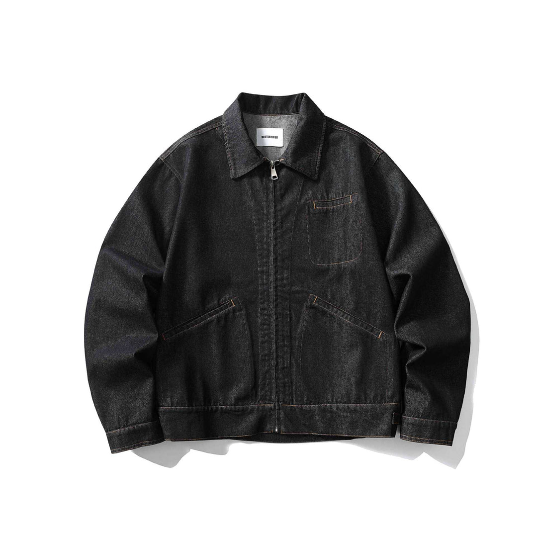 Unisex Boxy Jeans Jacket with Continuous Zip and Workwear Pockets Mune Fashion