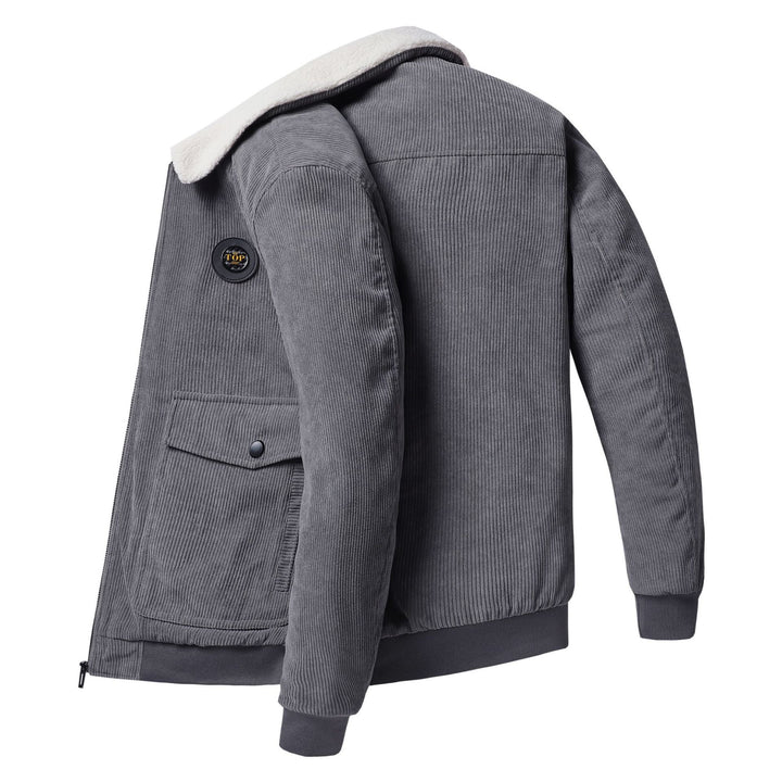 Men's padded cord jacket with Sherpa lining, zipper and patch flap pockets Mune Fashion