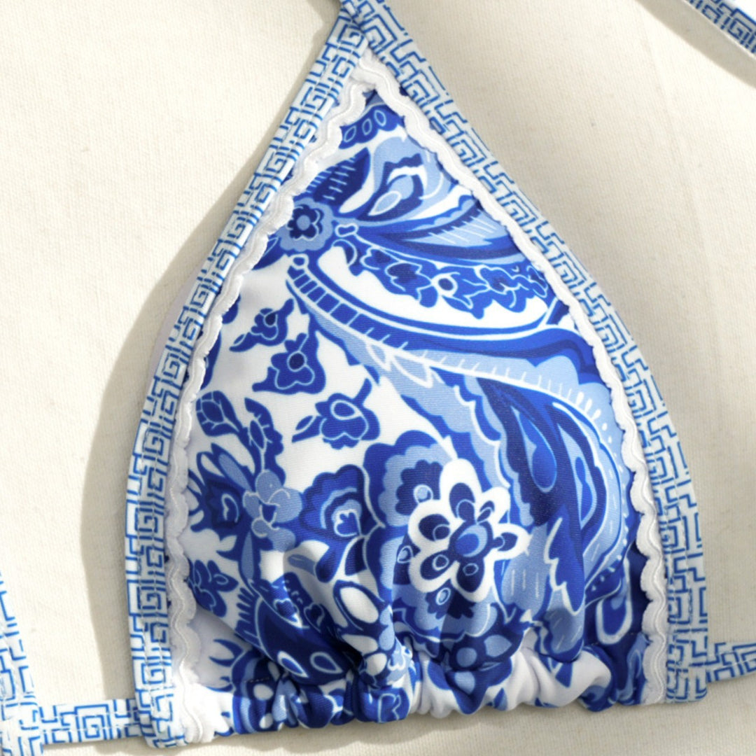 Women Triangle Bikini with Floral Design Mune Fashion