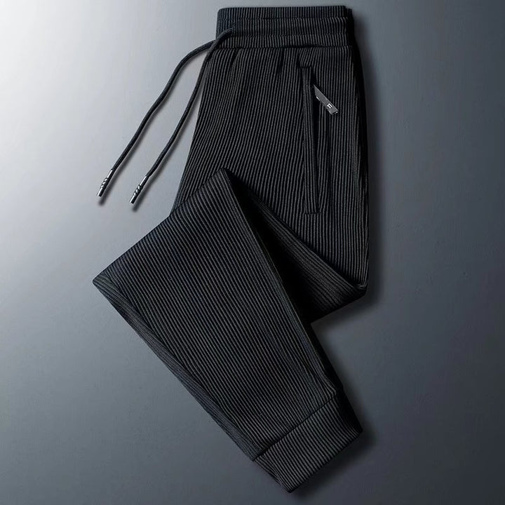 Men's sporty zip pants with stripes Mune Fashion