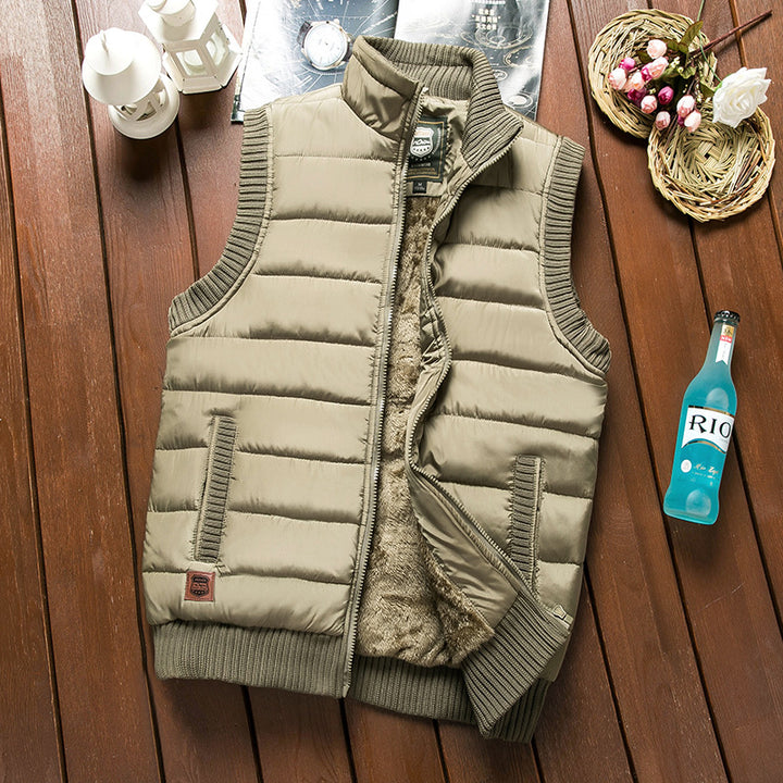 Men's Padded Thermal Puffer Vest with Teddy Fleece Lining and Ribbed Cuffs Mune Fashion