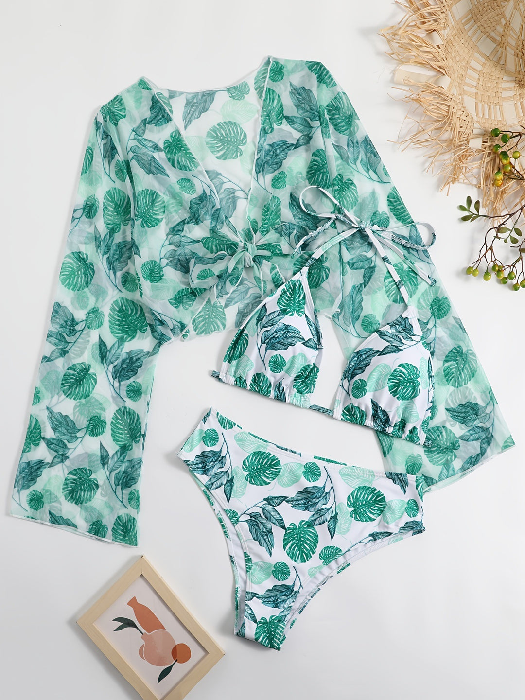Women transparent beach top with colorful bikini Mune Fashion