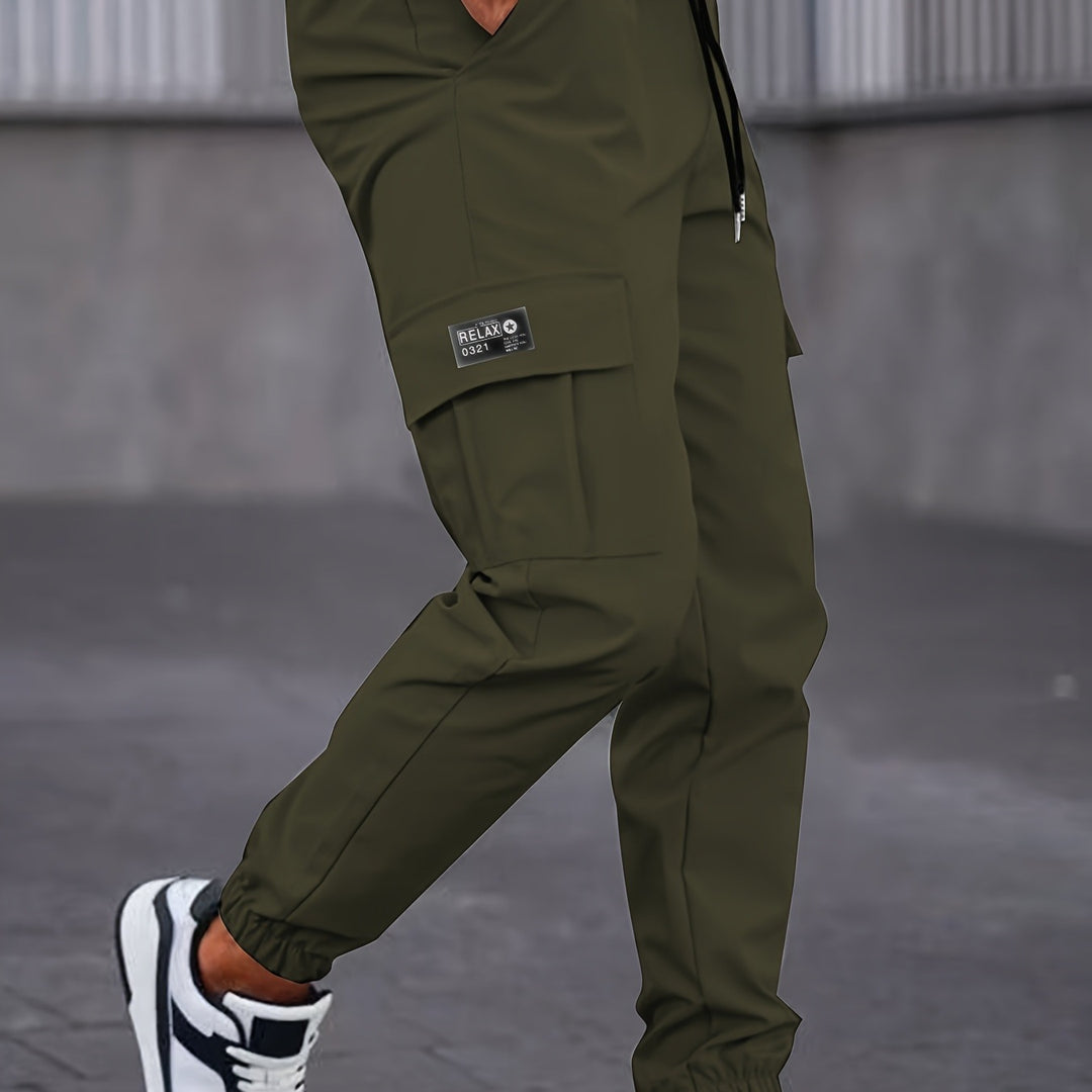 Men's Cargo Jogging Pants with Drawstring, Tapered Cut & Flap Pockets Mune Fashion
