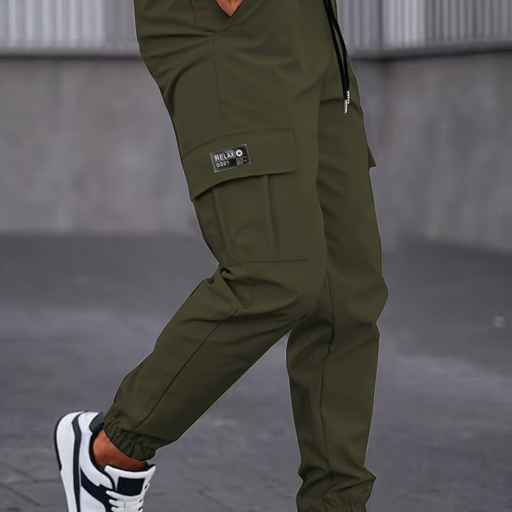 Men's Cargo Jogging Pants with Drawstring, Tapered Cut & Flap Pockets Mune Fashion