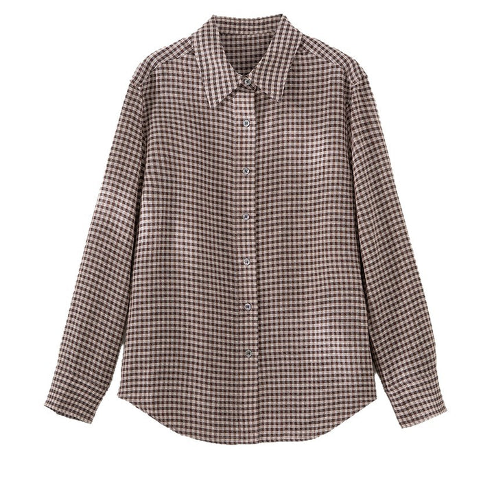 Women Checked Oversized Shirt Blouse with Continuous Button Placket Mune Fashion