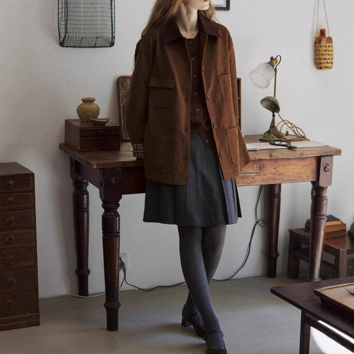 Women Elegant Suede Jacket Mune Fashion