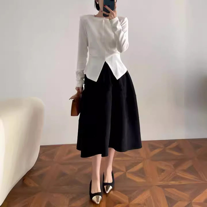 Ladies Stylish, airy 3/4 sleeve cardigan and midi dress combination Mune Fashion