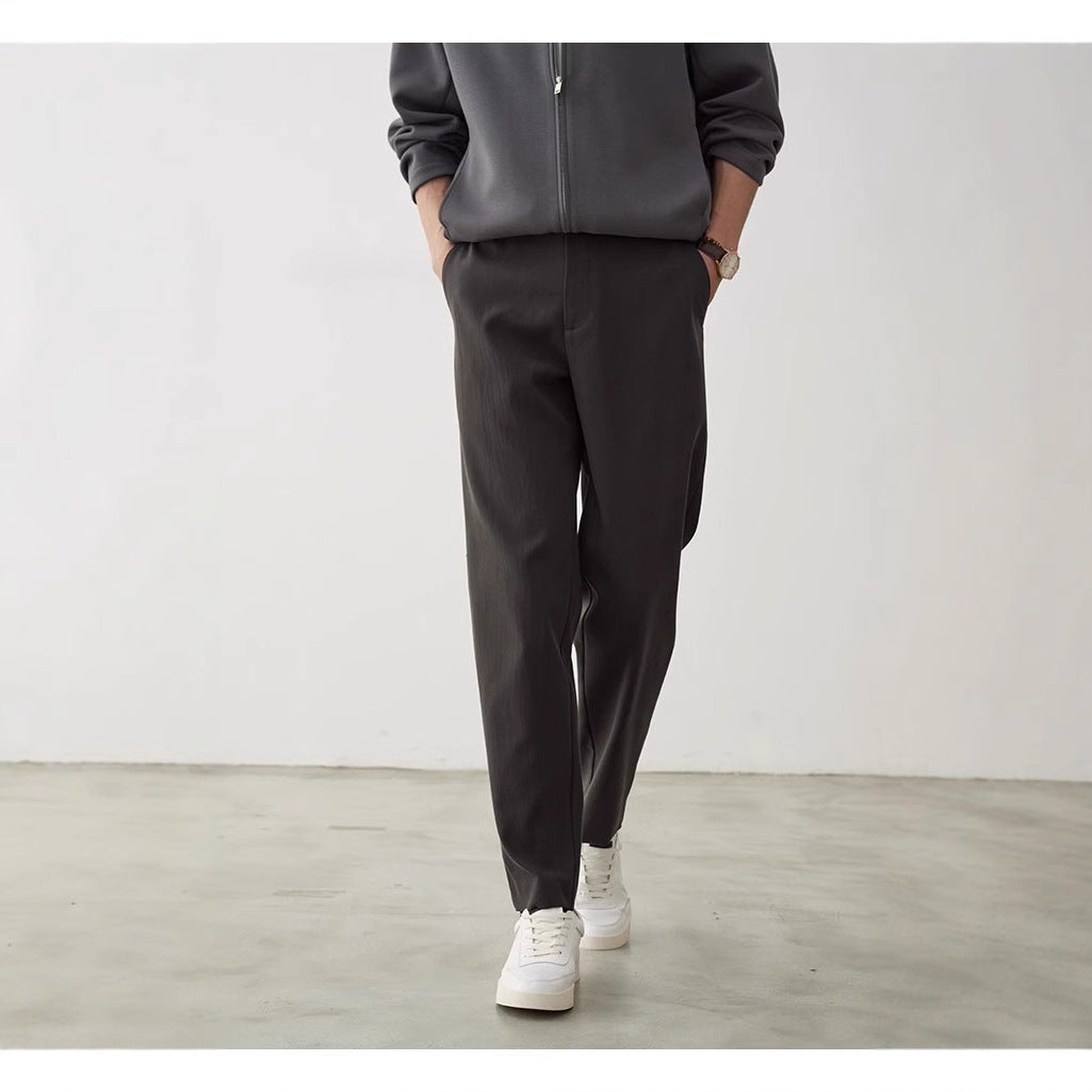 Men's relaxed fit chinos with shortened leg length and subtle pleat Mune Fashion