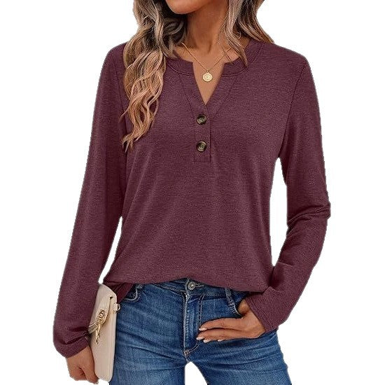 Women's Long Sleeve Shirt with Button Details Mune