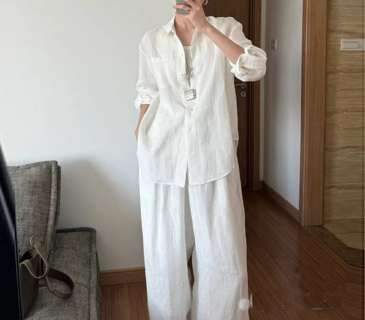 Women's Casual Long Sleeve Linen Blouse Mune Fashion