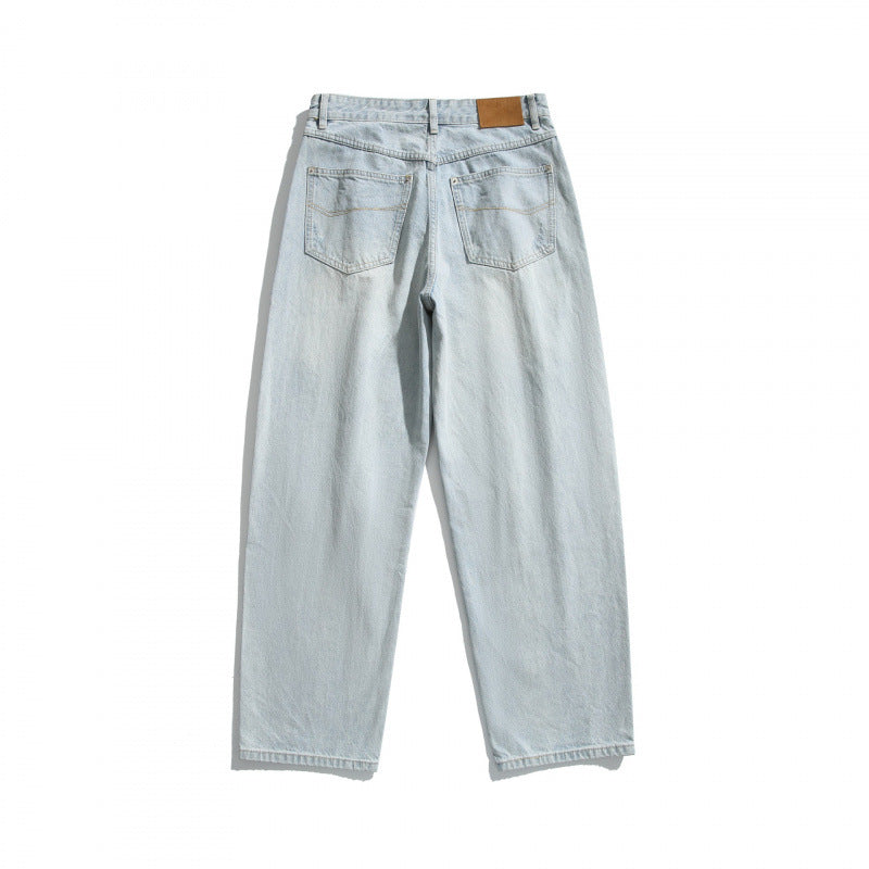 Ladies Baggy Denim Pants with High Waist, Destroyed Details and Straight Leg Mune Fashion