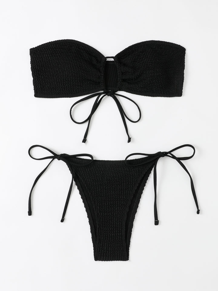 Women's bandeau bikini set with Velcro closure and adjustable ties Mune Fashion