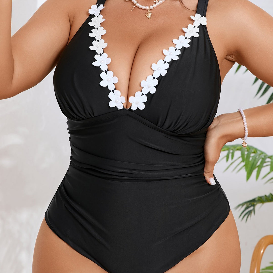 Women's one-piece swimsuit with floral embellishments Mune Fashion