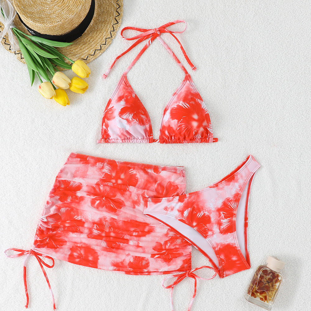 Women's bikini set with floral pattern and adjustable skirt Mune Fashion