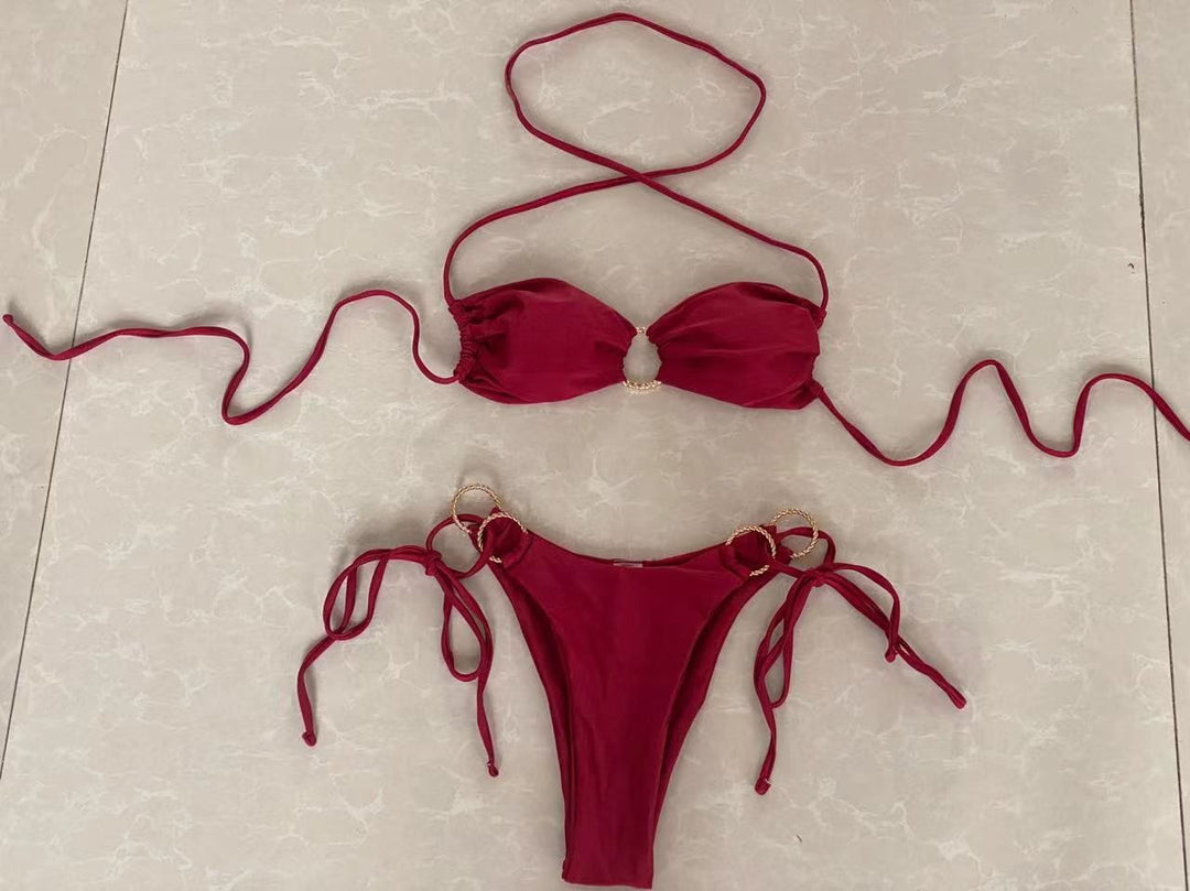 Women's Bandeau Bikini with Golden Accents Mune Fashion