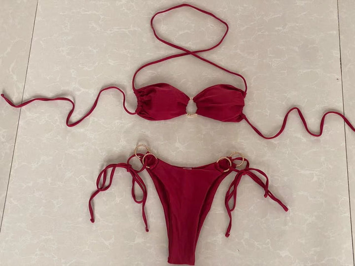 Women's Bandeau Bikini with Golden Accents Mune Fashion