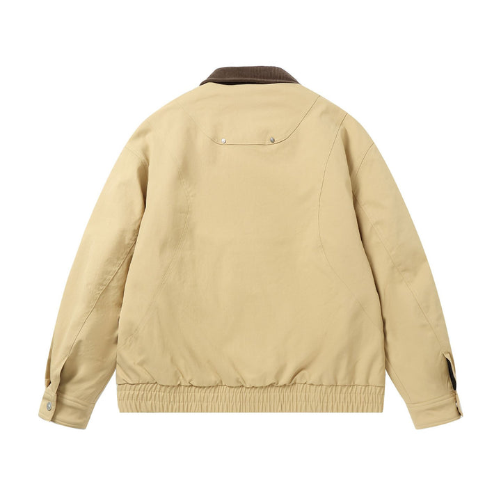 Men's cropped boxy blouson with corduroy collar, two-way zipper, and flap pockets Mune Fashion