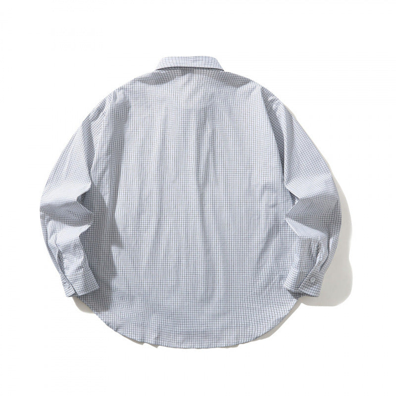 Unisex Lightweight Checked Overshirt with Shirt Collar, Side Pockets, and Curved Hem Mune Fashion