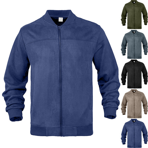 Men's suede bomber jacket with elastic ribbed cuffs Mune Fashion