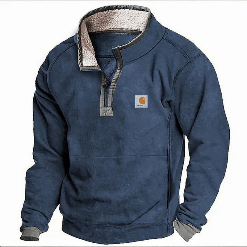 Men's Sherpa fleece pullover with half zipper and contrast trim Mune Fashion