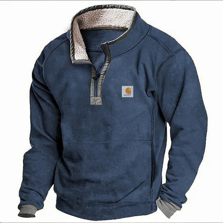 Men's Sherpa fleece pullover with half zipper and contrast trim Mune Fashion