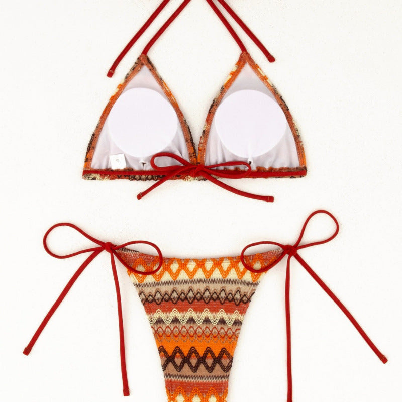 Ladies Triangle Bikini with Colorful Pattern Mune Fashion