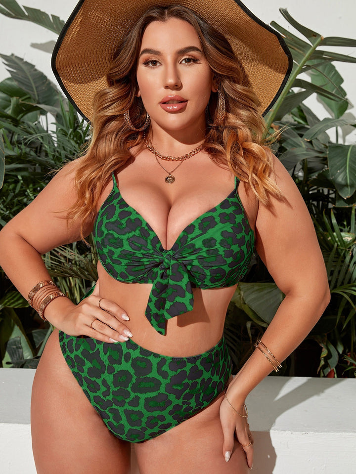 Women High-Waisted Triangle Bikini Set with Bow Detail Mune Fashion