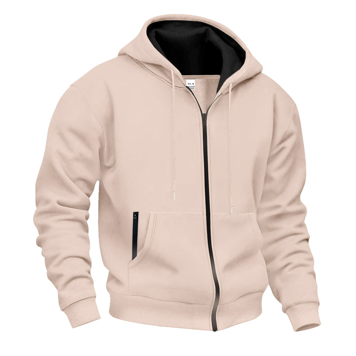 Men's zip hoodie sweat jacket with fleeced inner lining, kangaroo pocket and ribbed cuffs Mune Fashion