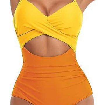 Women's One-Piece Swimsuit with Elegant Wrap Cut Mune Fashion
