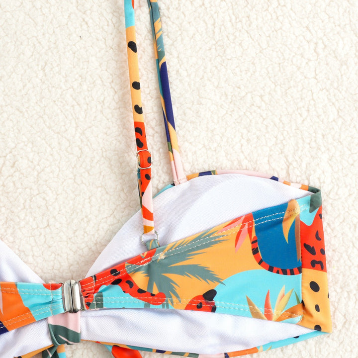 Women's High-Waisted Bikini Set with Playful Floral Patterns Mune Fashion