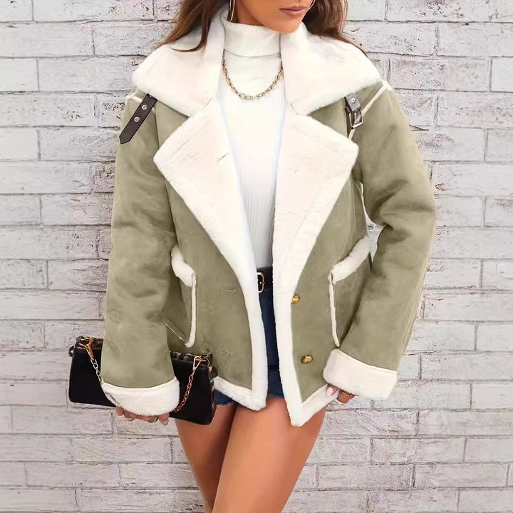 Ladies short-cut lambskin look pilot jacket Mune Fashion