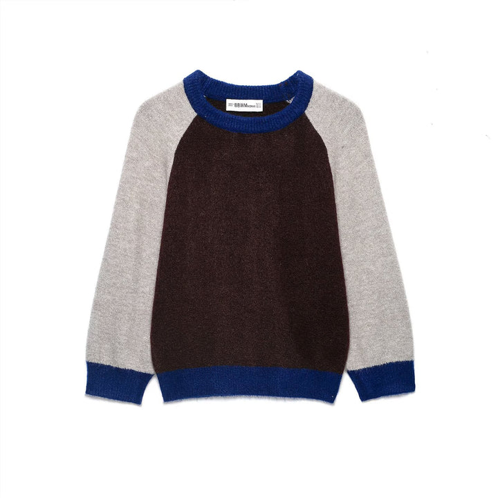 Women's Color Block Round Neck Sweater with Raglan Sleeves Mune Fashion
