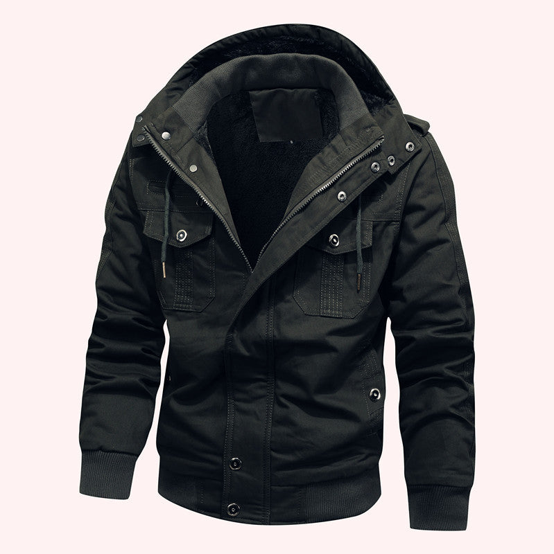 Men's Windproof Canvas Jacket with Teddy Lining and Hood Mune Fashion