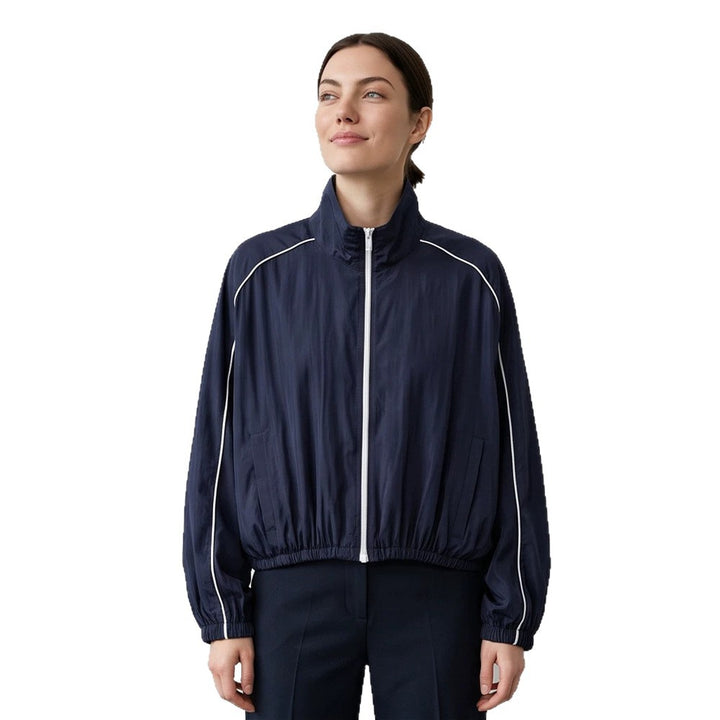 Women's Lightweight Sports Track Jacket with Stand-up Collar, Contrast Piping and Elastic Waistband Mune Fashion