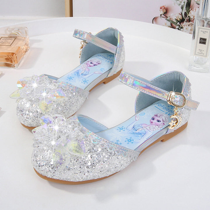 Girls Glittering Ballerinas with Floral Applications Mune Fashion