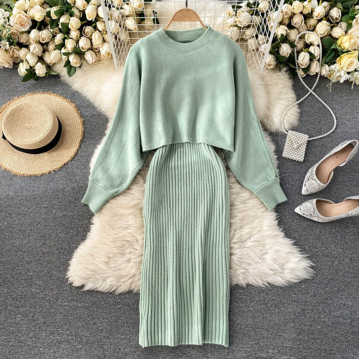 Women's Knitted Ensemble with Rib Details Mune Fashion