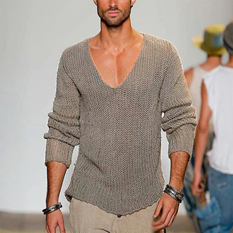Mune | Men's casual knit sweater with deep V-neck and comfortable fit