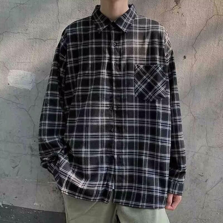 Women Casual Checkered Shirt with Chest Pocket Mune Fashion
