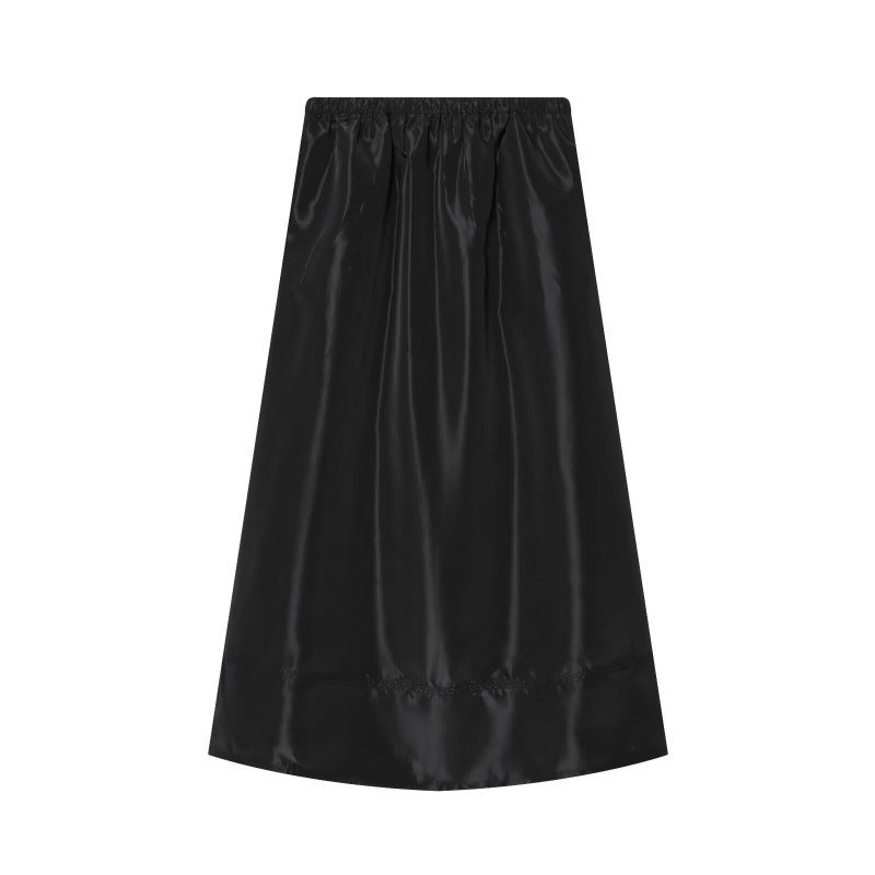 Women Cropped Bomber Jacket made of Satin Look with Zipper and Elastic Hem Mune Fashion
