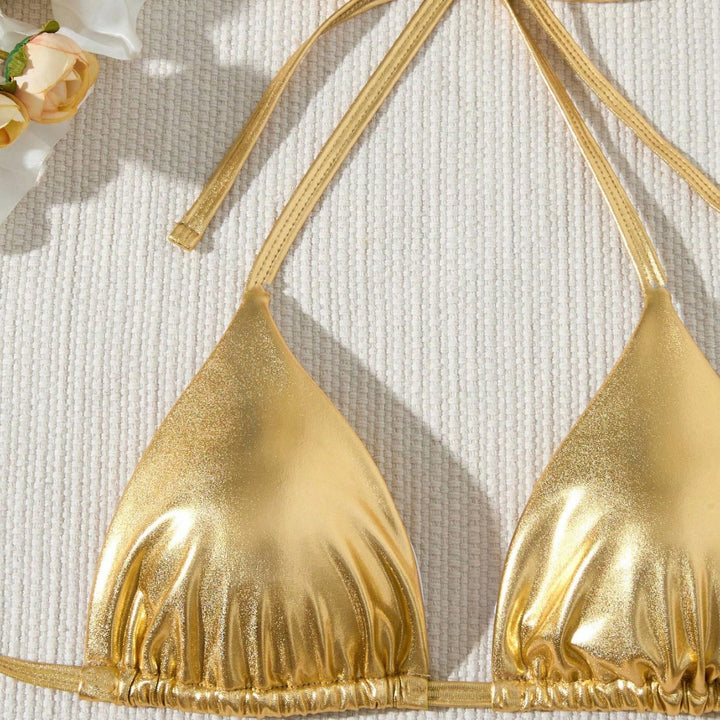 Women's Triangle Bikini with Shiny Accents Mune Fashion
