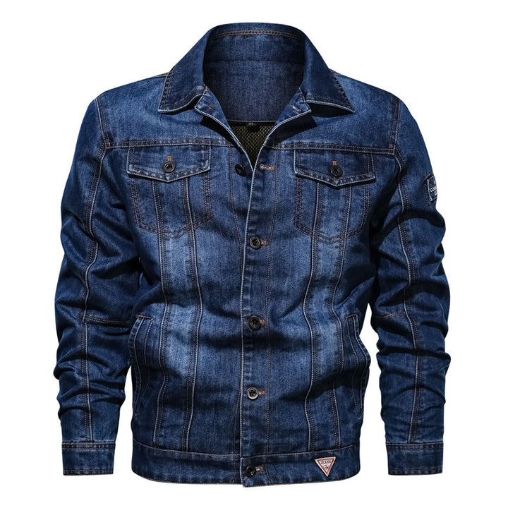 Men's denim trucker jacket with padded lining and distinctive decorative seams Mune Fashion