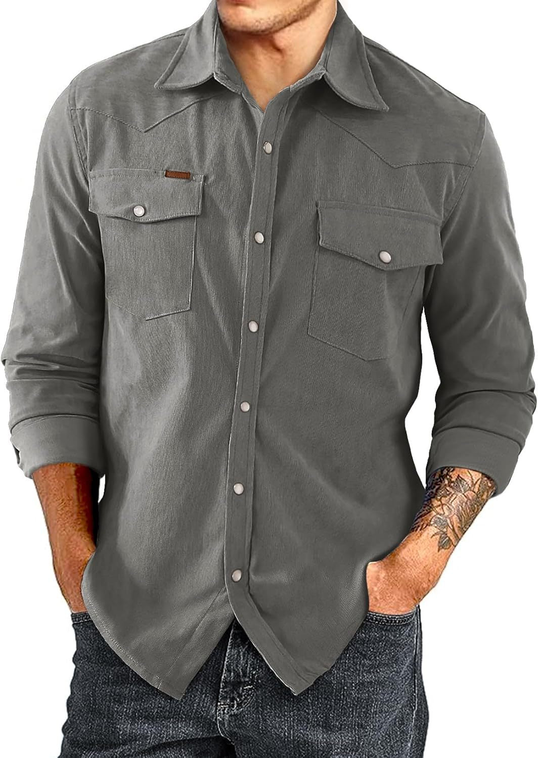 Men's Casual Cotton Shirt with Check Pattern