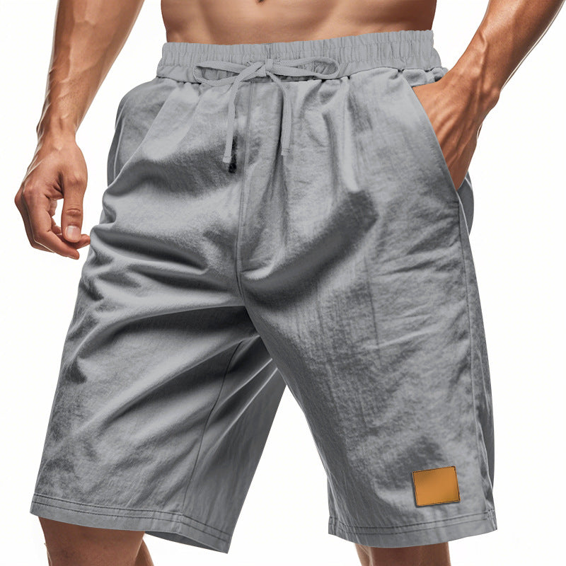 Men's drawstring Bermuda shorts made of soft cotton blend with elastic waistband and side pockets Mune Fashion