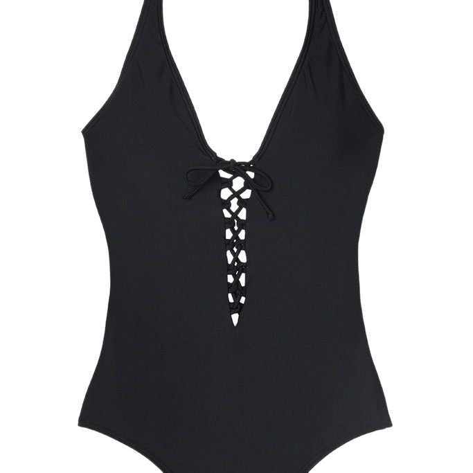 Women's One-Piece Swimsuit with Deep V-Neck and Fashionable Cut-Out Details Mune Fashion