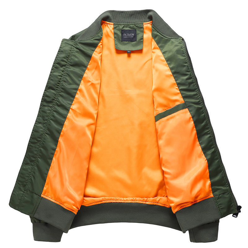 Men's pilot bomber jacket with utility arm pocket and wind-resistant outer layer Mune Fashion
