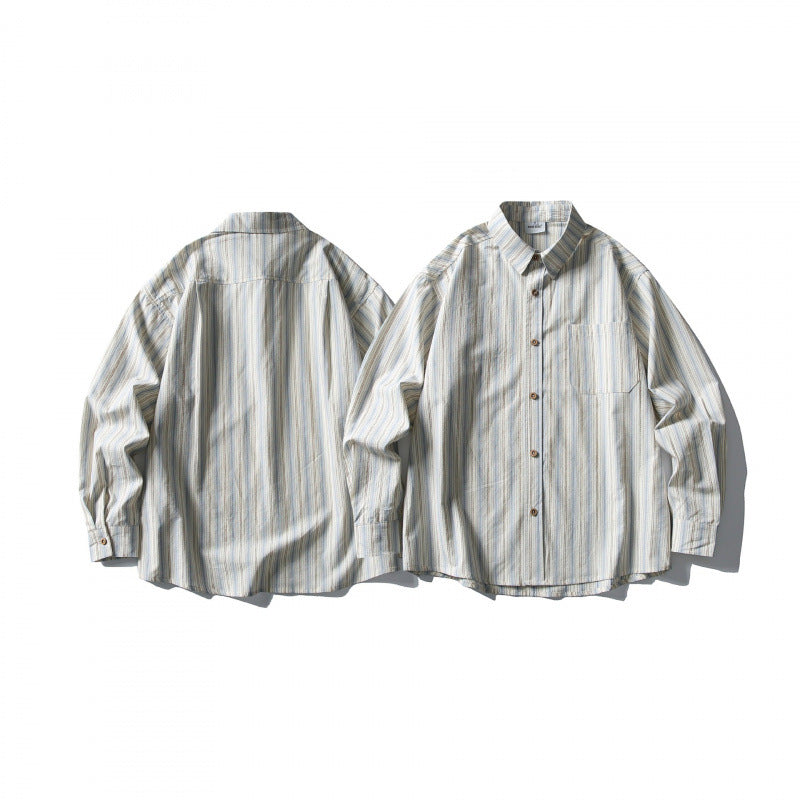 Unisex Casual Oversized Striped Shirt with Boxy Silhouette and Breast Pocket Mune Fashion