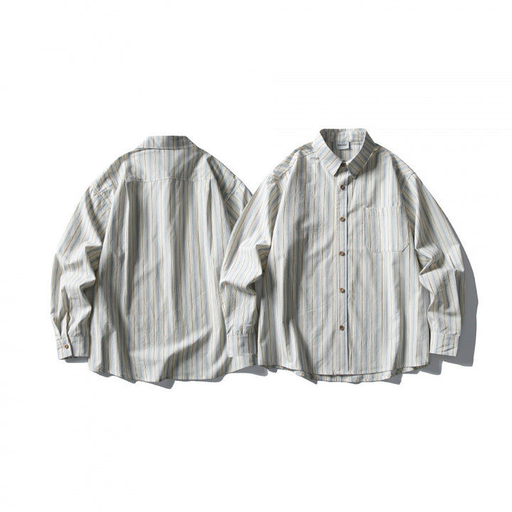Unisex Casual Oversized Striped Shirt with Boxy Silhouette and Breast Pocket Mune Fashion