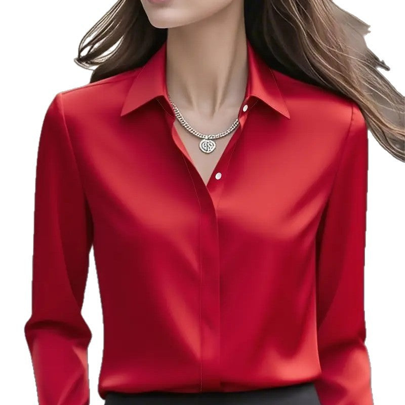 Women Elegant Satin Blouse Mune Fashion