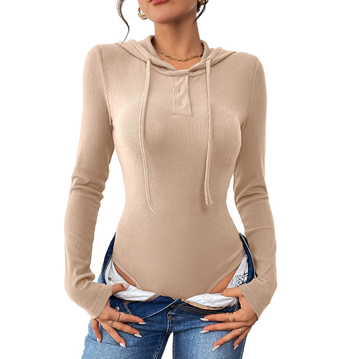 Ladies long sleeve shirt with hood and ribbed structure Mune Fashion